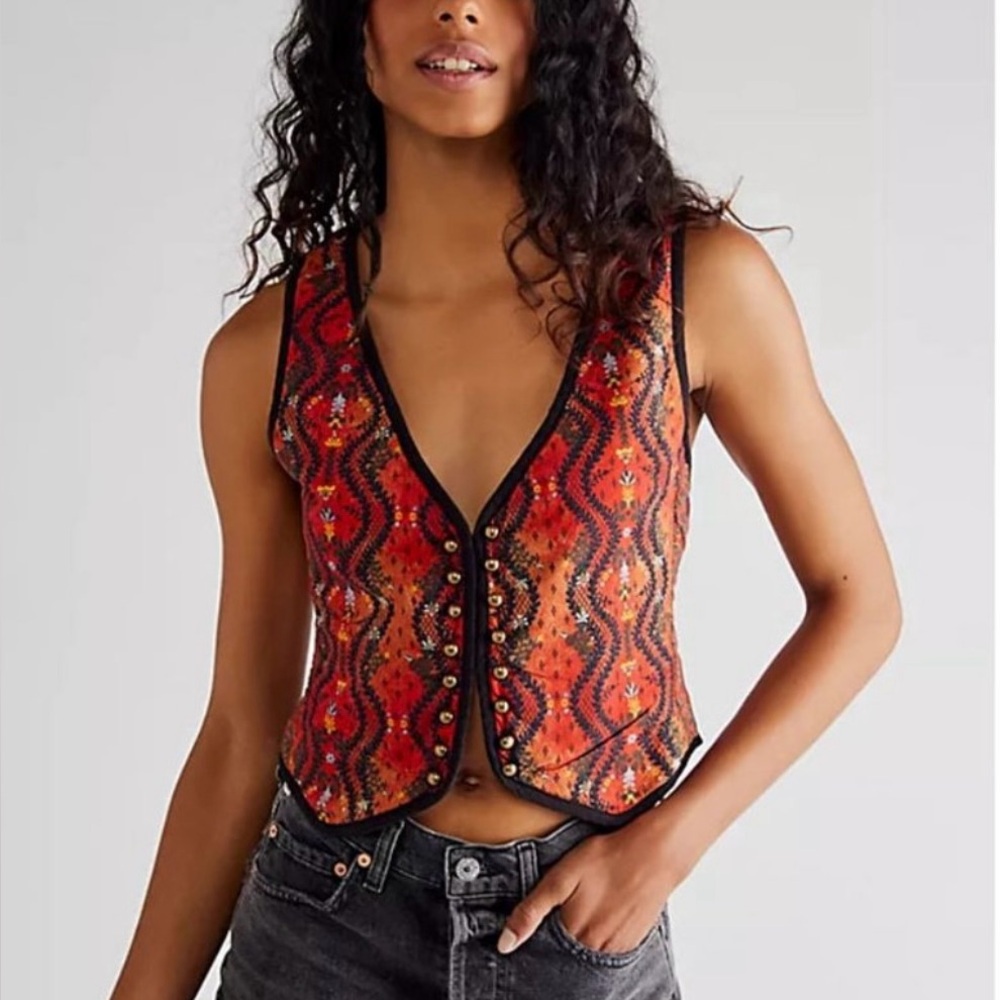 FREE PEOPLE Gemini Vest / Rust Combo Brand New with Tag